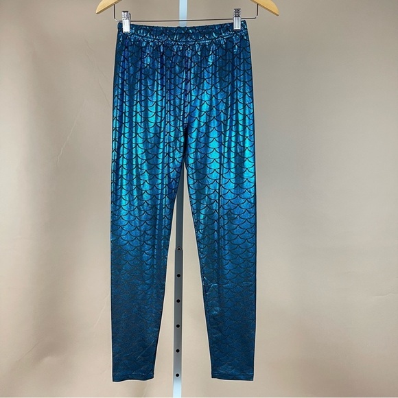Mermaid Small Scale Iridescent Metallic Leggings High Waist Cosplay Costume - Picture 1 of 5